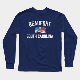 Beaufort South Carolina Patriotic USA Flag Vintage Long Sleeve T-Shirt
